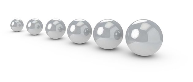 Aviko Ceramic Balls sorted in a row according to size
